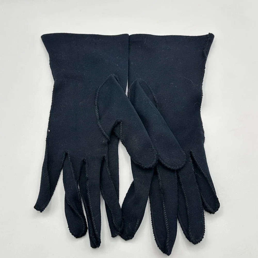 Vtg Wrist Gauntlet Gloves Womens Black Side Button Stitching Bridgerton Opera‎